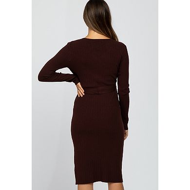 Maternity Tie Front Sweater Midi Dress