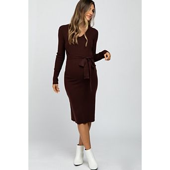 Maternity Tie Front Sweater Midi Dress