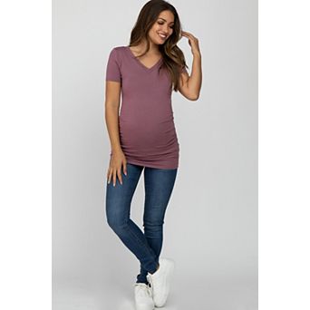 Maternity V-Neck Ruched Side Top