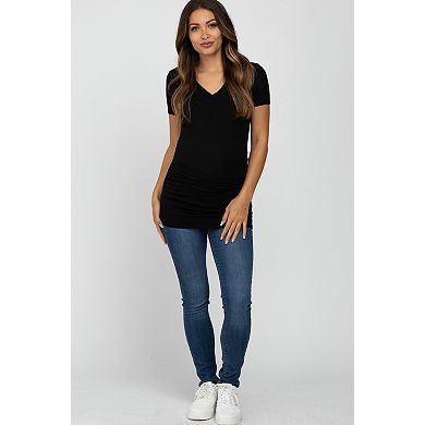 Maternity V-Neck Ruched Side Top