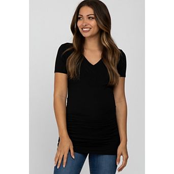 Maternity V-Neck Ruched Side Top