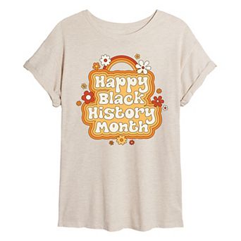 Juniors' Happy Black History Month Floral Cropped Tee