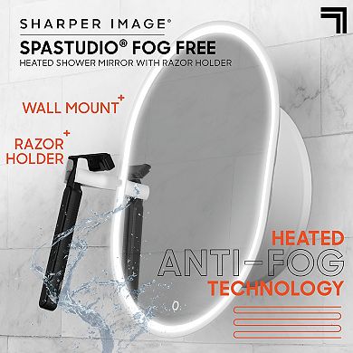Sharper Image SpaStudio Fog Free Heated Shower Mirror & Razor Holder