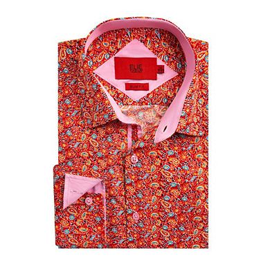 Elie Balleh Slim Fit Mens Paisley Print Button-Down Shirt