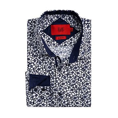 slim fit floral dress shirt Floral Baroque Long Sleeve Dress Shirt White White / LG