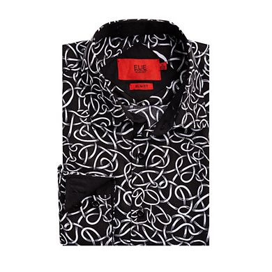 Elie Balleh Slim Fit Mens Swirl Print Shirt