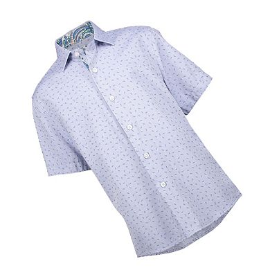 Elie Balleh Boys Slim Fit Jacquard Short Sleeve Shirt