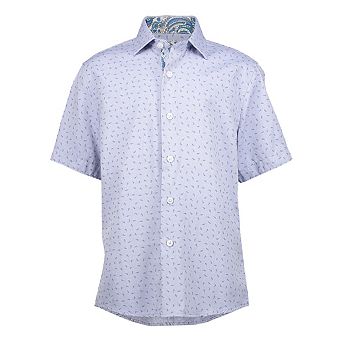 Elie Balleh Boys Slim Fit Jacquard Short Sleeve Shirt