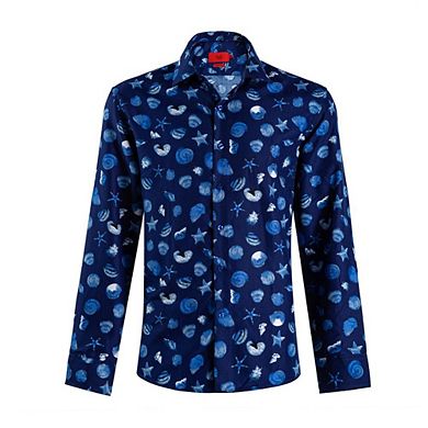 Elie Balleh Boys Slim Fit Elie Balleh Boys' Sea Shell Print Shirt