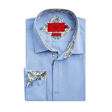 Elie Balleh Slim Fit Mens Houndstooth Dress Shirt