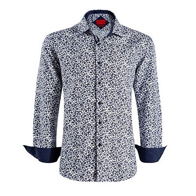 slim fit dress slacks Floral Patterned Slim Fit Long Sleeves Black Men Shirt - Wessi – Wessi main image 0