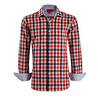 Elie Balleh Boys Slim Fit Plaid Dress Shirt