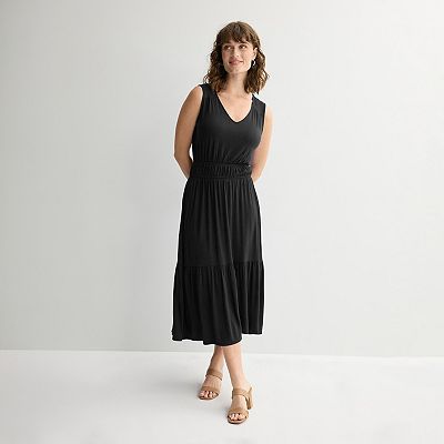 Women's Apt. 9 Shirred Waist Midi Dress, Size: XS, Mineral Black