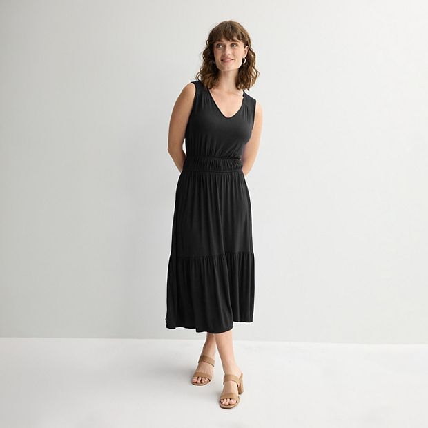 Women's Apt. 9 Shirred Waist Midi Dress, Size: XS, Mineral Black