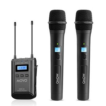 Movo 48-Channel UHF Wireless Microphone System with 2 Wireless Microphones and Receiver - Condenser