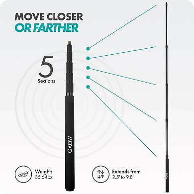 Movo CMP-17 Professional 9.8' Aluminum Boom Pole for Shotgun Microphones