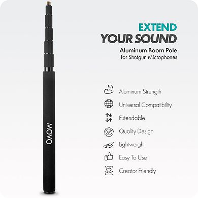 Movo CMP-17 Professional 9.8' Aluminum Boom Pole for Shotgun Microphones