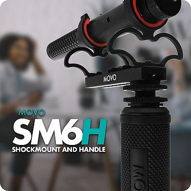 Movo SM6H Ultraflex Premium Shockmount for Shotgun Microphones with Grip Handle