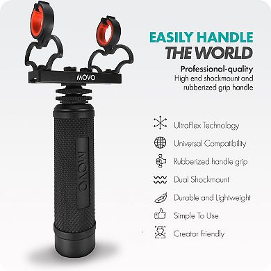 Movo SM6H Ultraflex Premium Shockmount for Shotgun Microphones with Grip Handle