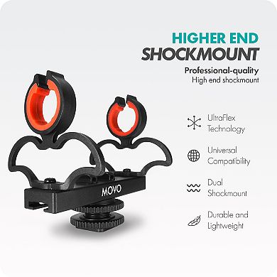 Movo SM6 Ultraflex Premium Shockmount for Shotgun Microphones