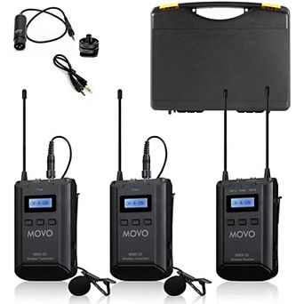 Movo WMX-20-DUO 48-Channel UHF Wireless Lavalier Microphone System Compatible with DSLR Cameras