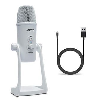 Movo UM700W White Desktop USB Microphone for Computer