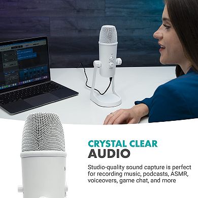 Movo UM700W White Desktop USB Microphone for Computer