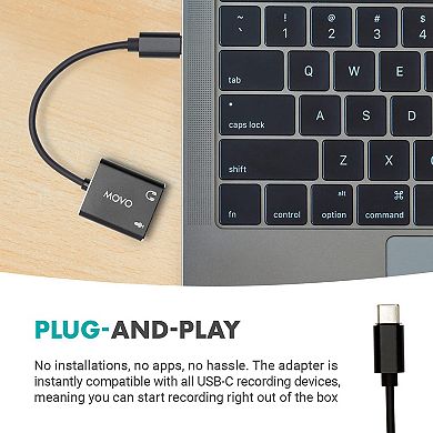 Movo USBC-AC2 TRS Mic. to USB-C Stereo Audio Sound Card