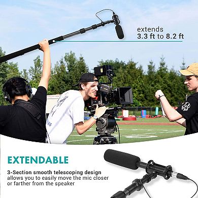 Movo CMP-25 8.2' Telescoping Carbon Fiber Microphone Boom Pole with Internal Cable