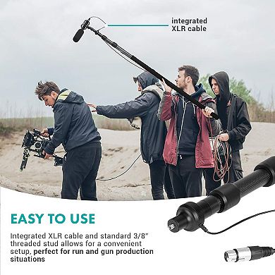 Movo CMP-25 8.2' Telescoping Carbon Fiber Microphone Boom Pole with Internal Cable