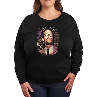 Plus Size Malcolm X Sketch French Terry Long Sleeve Tee