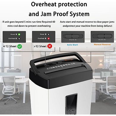 Bonsaii Heavy-Duty 12-Sheet Shredder P-4 high Security 5.5-Gallon bin with a Transparent Window
