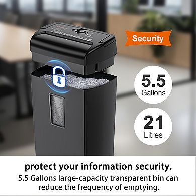 Bonsaii 10-Sheet Cross-Cut Shredder for Home Office 4-Min Runtime 5.5-Gallon Bin with Handle