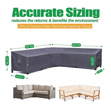F&J Outdoors Premium Waterproof Outdoor Patio L Shaped Sofa Cover