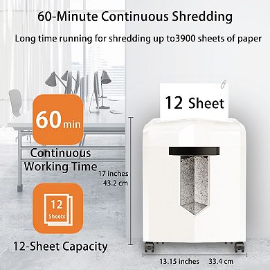 Bonsaii Micro Cut Shredder up to 12 Sheets P-4 Security Level Jam-Proof 4.2 Gal Bin