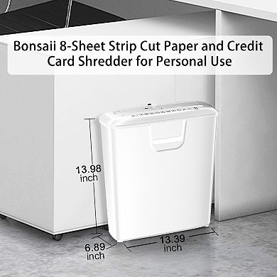 Bonsaii Quiet 8-Sheet Strip-Cut Shredder Overheat Protection 3.4-Gallon bin