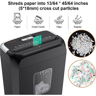 Bonsaii 6-Sheet Cross-Cut Shredder for Paper/Credit Cards/Mail