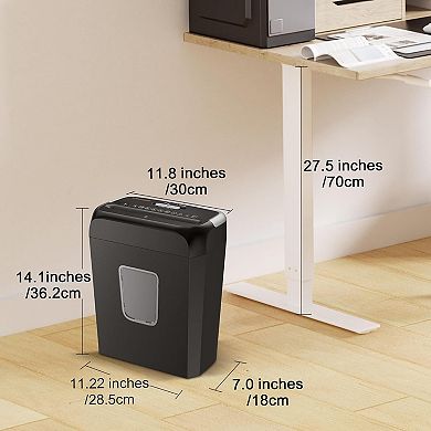 Bonsaii 6-Sheet Cross-Cut Shredder for Paper/Credit Cards/Mail/Staples/Clips w/ Clear Bin & Handle