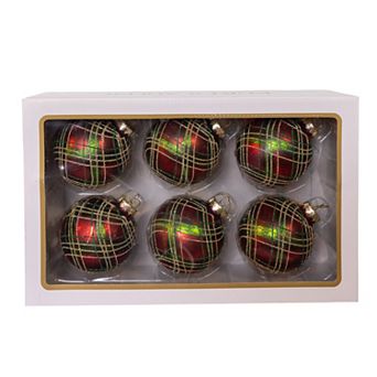 Kurt Adler 6 pc 80MM Glass Ball Christmas Ornament Set