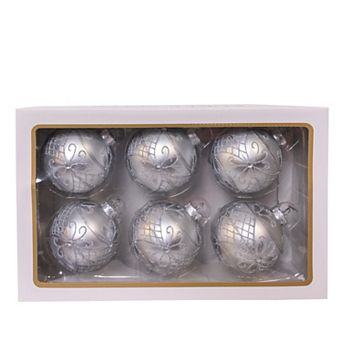 Kurt Adler 6 pc 80MM Glass Ball Christmas Ornament Set
