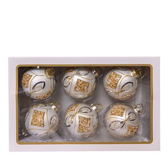 Kurt Adler 6 pc 80MM Glass Ball Christmas Ornament Set