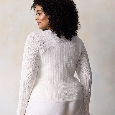 Plus Size LC Lauren Conrad Pointelle Cardigan