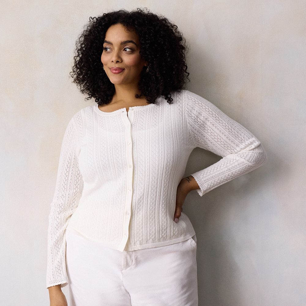 Plus Size LC Lauren Conrad Pointelle Cardigan