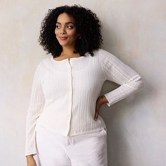 Plus Size LC Lauren Conrad Pointelle Cardigan