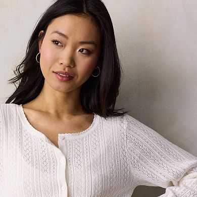 Petite LC Lauren Conrad Pointelle Sweater Cardigan