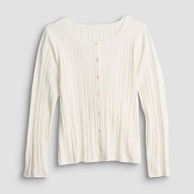Petite LC Lauren Conrad Pointelle Sweater Cardigan