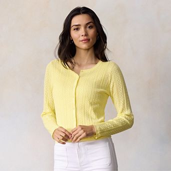 Petite LC Lauren Conrad Pointelle Sweater Cardigan