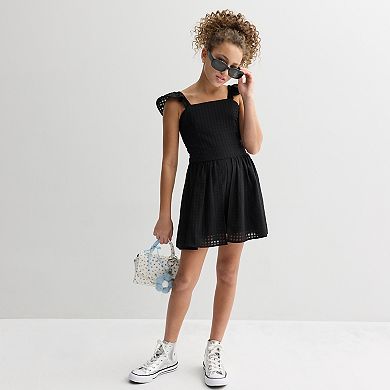 Girls 7-16 Speechless Bubble Sleeve Walkthru Romper with Sunglasses