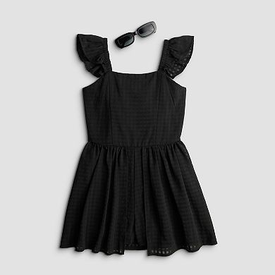 Girls 7-16 Speechless Bubble Sleeve Walkthru Romper with Sunglasses
