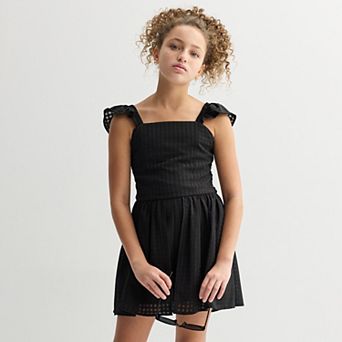 Girls 7-16 Speechless Bubble Sleeve Walkthru Romper with Sunglasses